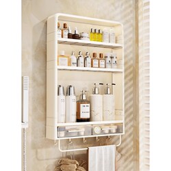 No-Drill Multi-Layer Bathroom Shelf Wall-Mounted Washroom Vanity Cosmetics Storage Cabinet Magic Item