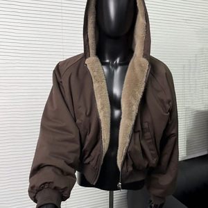
Trendy brand reversible imitation rabbit fur cotton coat men's winter American handsome warm hooded cotton coat retro versatile couple coat
