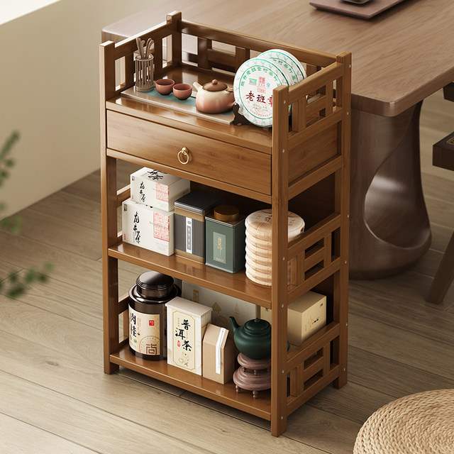 Tea cabinet tea rack setting rack living room Tea room small solid wood ...