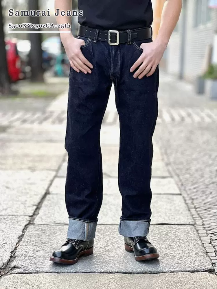 SAMURAI JEANS S211AX(AI)武士天然混蓝染高腰锥形小脚原色牛仔裤-Taobao