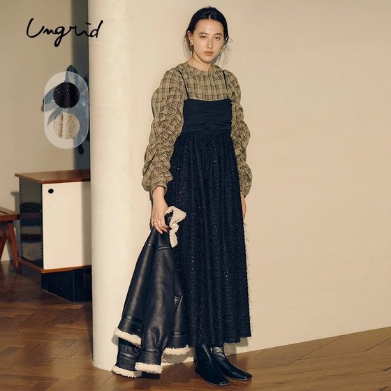 
Ungrid autumn unique trendy loose plus size ins style straps high waist suspender dress 1123503106