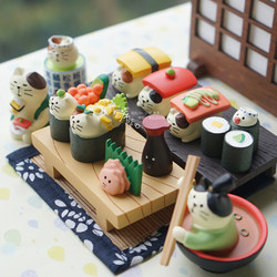 Mini Sushi Restaurant Miniature Japanese Cuisine Decoration Japanese-Style Scene Food Toy Cute Desktop Workstation Small Ornament