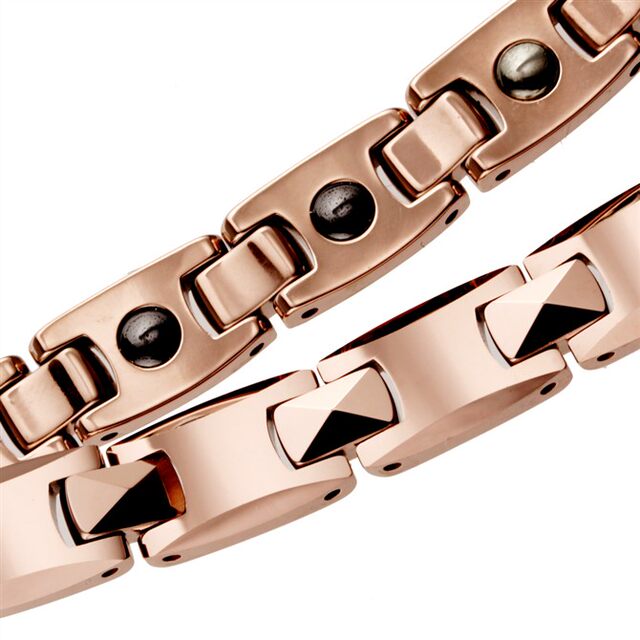 Genuine Taiwan health titanium titanium magnetic tungsten steel color gold couple bracelet Koto anti -radiation fashion men's and women's jewelry bracelet
