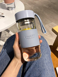 High-Appearance Glass Cup, High Borosilicate Heat-Resistant Cup with Tea Infuser, Men's 2021 New Trendy Single-Layer Water Cup, Women's Summer Edition