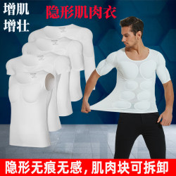 New Seamless Fake Muscle Underwear for Men, Fake Chest Muscles, Fake Abs T-Shirt, Invisible Realistic Slim Fit Muscle-Enhancing Short Sleeve Cosplay