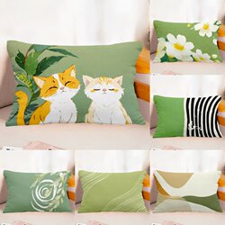 Cushion Sofa Living Room Nordic Light Luxury Simple Green Cushion Lumbar Support Backrest Pillowcase Office Car Model Room