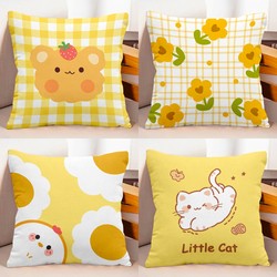 Yellow Nordic Pillowcase Without Insert, Cartoon Cute Pillow, Sofa Cushion, Backrest, Homestay Decorative Pillow, Nap Pillow