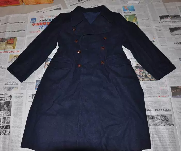 47--极美品大号55海尉官蓝色麦尔登呢大衣一件（约95成品相）-Taobao