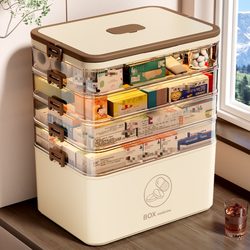 Family-Sized Medicine Storage Box, Household Thickened Multi-Layer Large-Capacity Extra-Large Medicine Classification and Storage Box