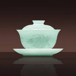Jingdezhen Official Ceramic Three-Piece Lidded Bowl, Large Single High-End Kung Fu Tea Set, Home Personal Tea Brewing Cup