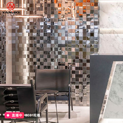 Black Stainless Steel Metal Concave-Convex Three-Dimensional Mosaic Entrance Tile Background Wall Bar Counter Bathroom Mirror Wall Sticker