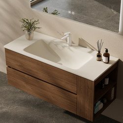 Medieval-Style Side Storage Honeycomb Aluminum Bathroom Cabinet with Integrated Curved Rock Slab Basin Bathroom Cabinet Washbasin Bathroom Cabinet