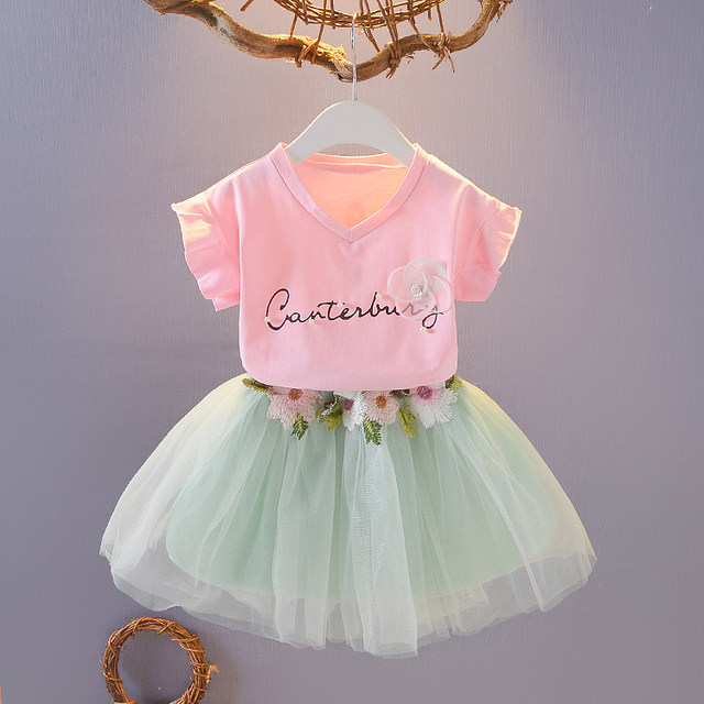 Summer Girls Lace Mesh Square Neck bodysuit And Girls’ Dress – Princess Sister Matching Set