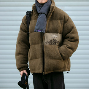 Autumn and winter is a retro lamb cashmere outer set of male loose and thickened cotton -lined cotton clothes, warm noodles, cotton jacket tide