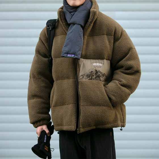 Autumn and winter is a retro lamb cashmere outer set of male loose and thickened cotton -lined cotton clothes, warm noodles, cotton jacket tide