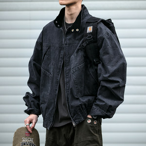 
Japanese retro three-dimensional deconstruction design stand collar jacket men's clenafit loose hunting work jacket top trend