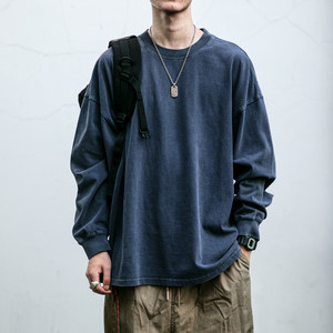 
Heavy 320g washing and old long-sleeved T-shirt for men's spring and autumn thin round neck sweatshirt for couples versatile casual base shirt