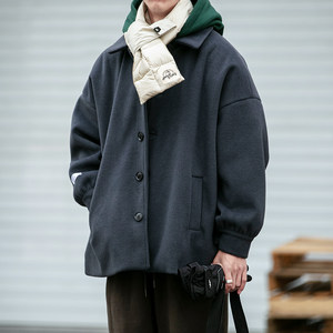 Japanese retro winter thickened short woolen coat men's tide brand loose and soft and comfortable faction overcome woolen coat