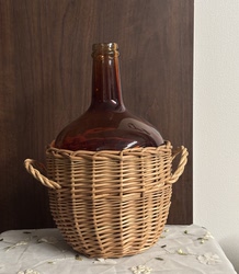 Garden Sundries: Wicker Brown Vase with Handle, Wicker Half-Bottle