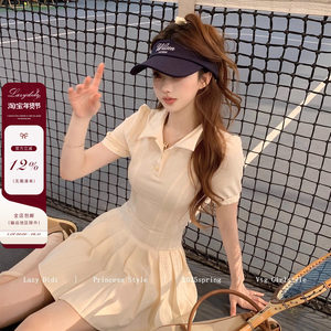 Lazy Didi Tennis Girl Princess Waist Classic Polo Skirt Sporty Collection A-line Collar Dress