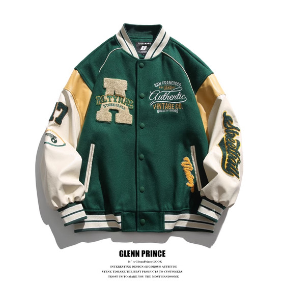 
Brand sale American fashion brand splicing baseball uniform men's autumn and winter retro cotton jacket spring and autumn new couple jacket