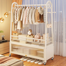 Floor-Standing Clothes Rack for Bedroom, Simple and Luxurious Movable Coat Rack for Home Use, Suitable for Living Room and Balcony for Drying Clothes