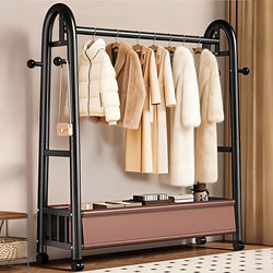Simple Floor-Standing Coat Rack for Bedroom, Household Movable Clothes Rack, Room Clothing Storage Rack, Light Luxury Clothes Drying Rack
