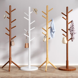 Solid Wood Coat Rack Floor-Standing Clothes Rack for Living Room, Office, Bedroom, Bedside, Dormitory, Home Use, Standing Clothes Hanger