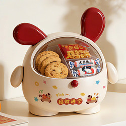 New Year Creative Storage Box Cute Rabbit Ears Year of the Horse Desktop Decoration Dustproof Flip Cover Storage for Toys Snacks Dopamine
