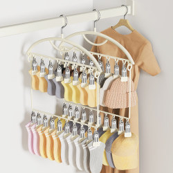Sock Drying Rack with Multiple Clips for Home Use, Stainless Steel Windproof Hanger for Drying Socks, Underwear, and Student Clothes