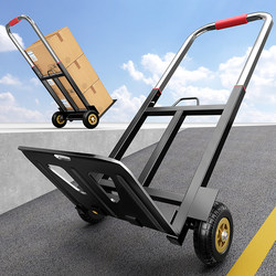 Steel Plate Trolley, Hand-Pushed Cart for Transporting Goods, Household Grocery Cart, Portable Trailer, Foldable Small Cart, Hand-Pulled Cart