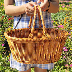 Wicker and Rattan Storage Baskets, Vegetable Baskets, Picnic Baskets, Portable Woven Picnic Baskets, Spring Outing Baskets, Picking Baskets, Flower Baskets