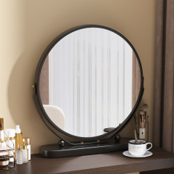 Makeup Mirror with Led Lights, Tabletop Vanity Mirror, Large Bedroom Mirror, Rotatable, Light Luxury, High-End Beauty Mirror