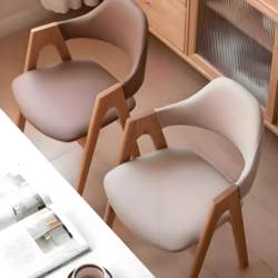 Dining Chair with Backrest for Home Use, Solid Wood Dining Table and Chair, 2026 New Model, Living Room Wooden Chair, Light Luxury, High-End A-Shaped Chair, Tea Chair