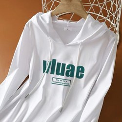 Hooded White Long-Sleeved Sweatshirt for Women, Plus Size Women's Clothing, 2025 Spring and Autumn New Korean Style Loose Hooded Versatile Top Trendy