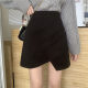 Mao woolen skirt 2021 new foreign aura autumn and winter large size cover belly thin A -line skirt asymmetric pleated skirt
