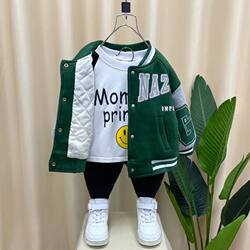 Boys' Jacket Spring and Autumn 2025 New Stylish Baby Trendy Children's Padded Thickened Warm Baseball Jacket