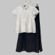 Fara Summer White Polka Dots Versatile Simple Shirt Women's New Korean Style Elastic Waist Slim and Sweet Top