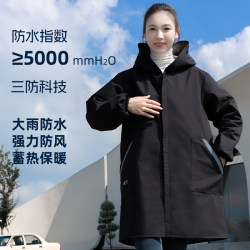 Autumn and Winter Warm Fleece-Lined Smock, Anti-Fouling and Stain-Resistant, Suitable for Kitchen, Home Cooking, Work, and Outdoor Wear, Waterproof and Oil-Proof Apron