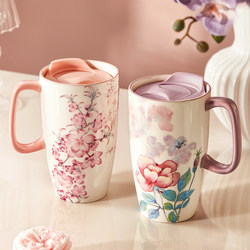Original Ceramic Mug with Lid for Women, Large Capacity, High Aesthetic Value, Drinking Cup for Home, Office Coffee Cup