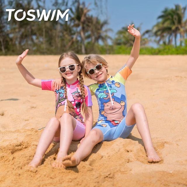 TOSWIM children's swimsuit girls boys and girls swimming in big children one-piece sun protection swimsuit
