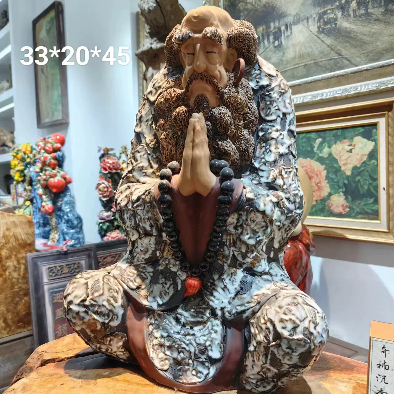 民國美女名媛菊花香石灣陶瓷公仔林偉東古代仕女中式擺件手工精品