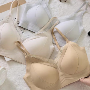 
1388 Lace V-neck Soft Support Vest Bra Summer Girl Nude Gathering Sexy Anti-Sagging Breast Reduction Underwear