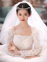 Shuiwu R0372 Bridal Veil New Korean Style Pearl Short Veil Forehead Ornament Pearl Headdress Veil Wedding Veil Hair Accessories