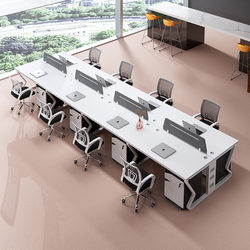 Large Office Staff Desk and Chair Set for 8/10/12 People, Simple Modern Staff Partition Workstation