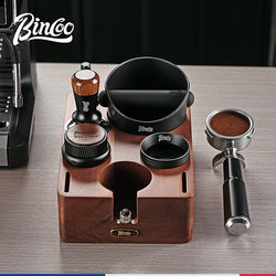 Bincoo Solid Wood Multifunctional Large Base Espresso Machine Tamper, Powder Distributor, Knock Box, Storage Tool