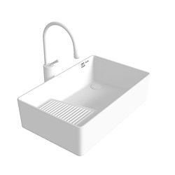 Prel Balcony Upper Basin Side Drain Washing Machine Countertop Wash Basin Ceramic Wash Basin with Washboard Wash Basin