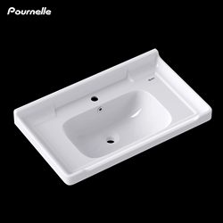 Integrated Ceramic Basin Semi-Embedded Wash Basin Bathroom Washbasin Square Countertop Basin Single Basin