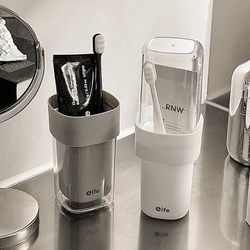 Simple Travel Mouthwash Cup, Couple's Wash Cup, Portable Wash Cup Set, High-Value Dental Cup, Toothbrush Holder