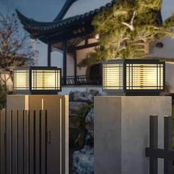 Solar pillar lamp courtyard villa gate pillar lamp modern simple outdoor silver gray waterproof fence gate pillar lamp